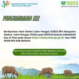 PENGUMUMAN HASIL REKRUTMEN CALON PETUGAS ST2023 BPS KABUPATEN MADIUN